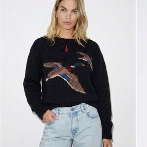 Ralph Lauren Vintage Black Sweater with Duck Motif